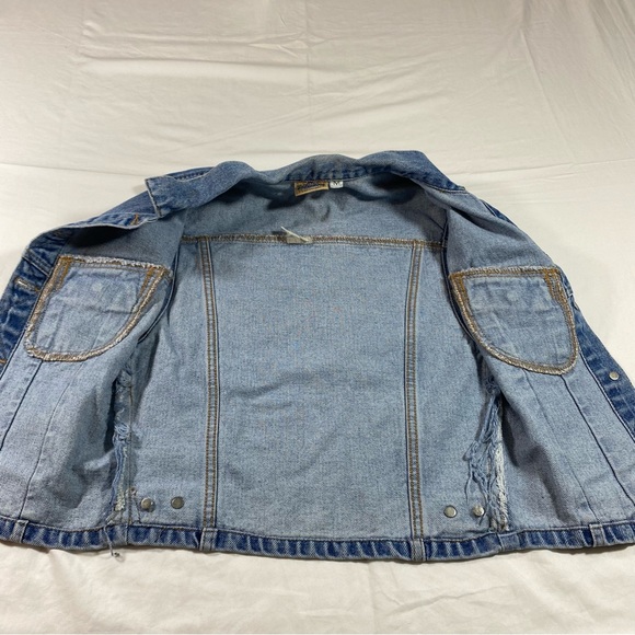 Silver Hawk  Denim Jean Vest Button Down Vest Shirt Chest pockets Shirt Top Vest - Picture 11 of 14